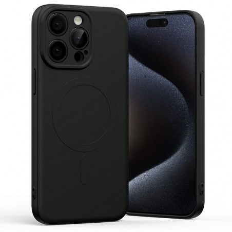 cover  silicone iphone 15 pro max nera compatibile magsafe