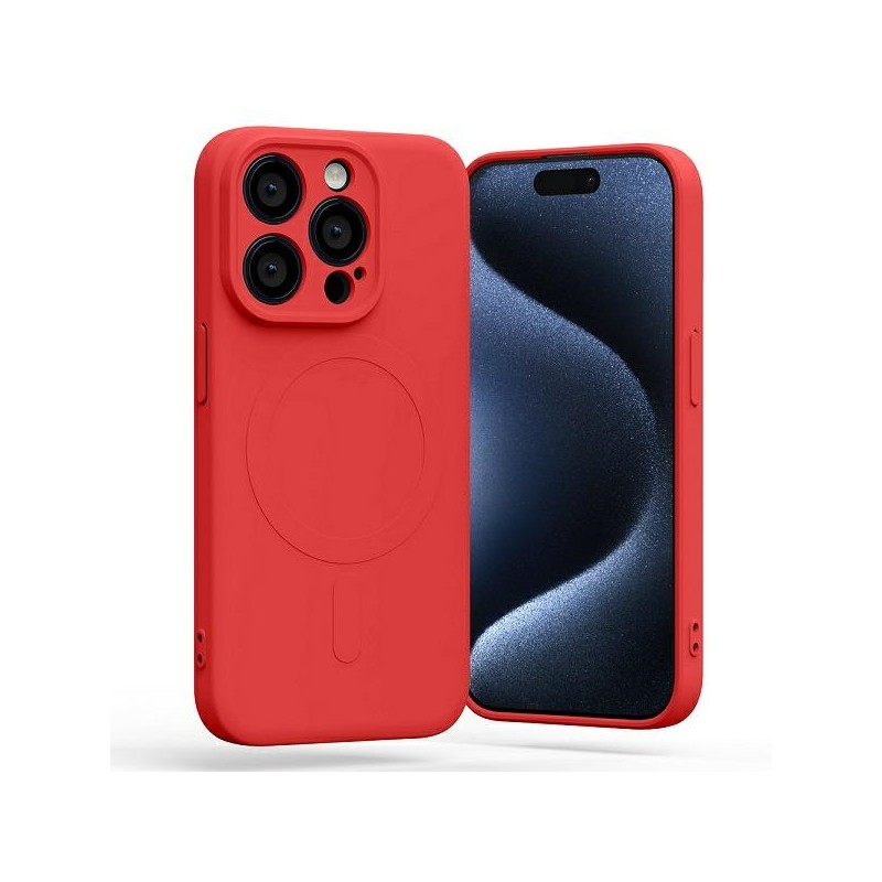 cover  silicone iphone 15 pro rossa compatibile magsafe