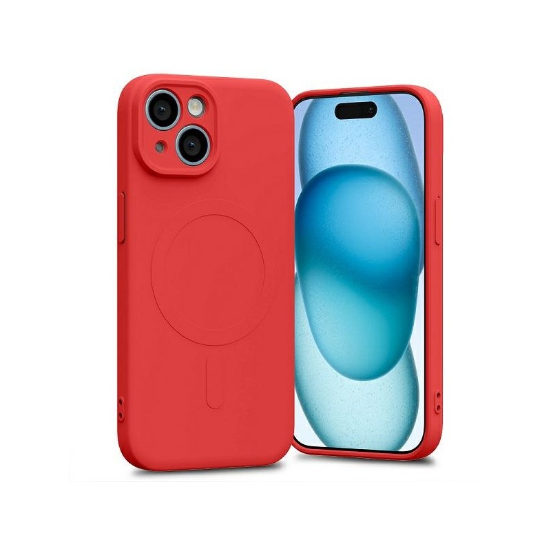 cover  silicone iphone 15 rossa compatibile magsafe