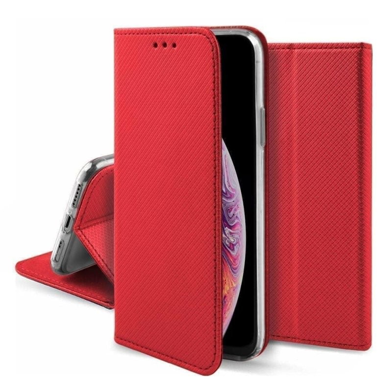 book samsung a55 con porta carte di credito chiusura magnetica rossa