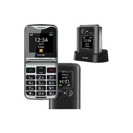 Cellulare Beafon Fold 10 nero - tasto SOS - tasti grandi - doppio display - suonerie forti
