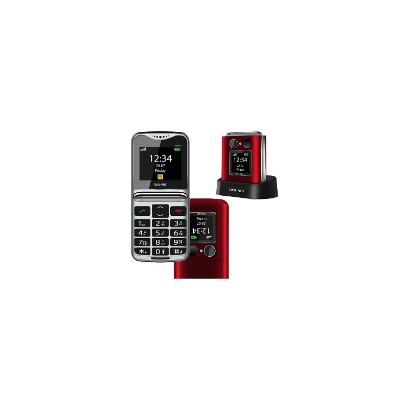 Cellulare Beafon Fold 10 rosso- tasto SOS - tasti grandi - doppio display - suonerie forti