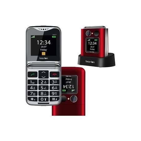 Cellulare Beafon Fold 10 rosso- tasto SOS - tasti grandi - doppio display - suonerie forti