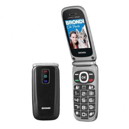 Amico Leale per anziani Dual sim schermo di 2,4 pollici, connessione bluetooth 2.1, Tasto SOS flip attivo | Nero