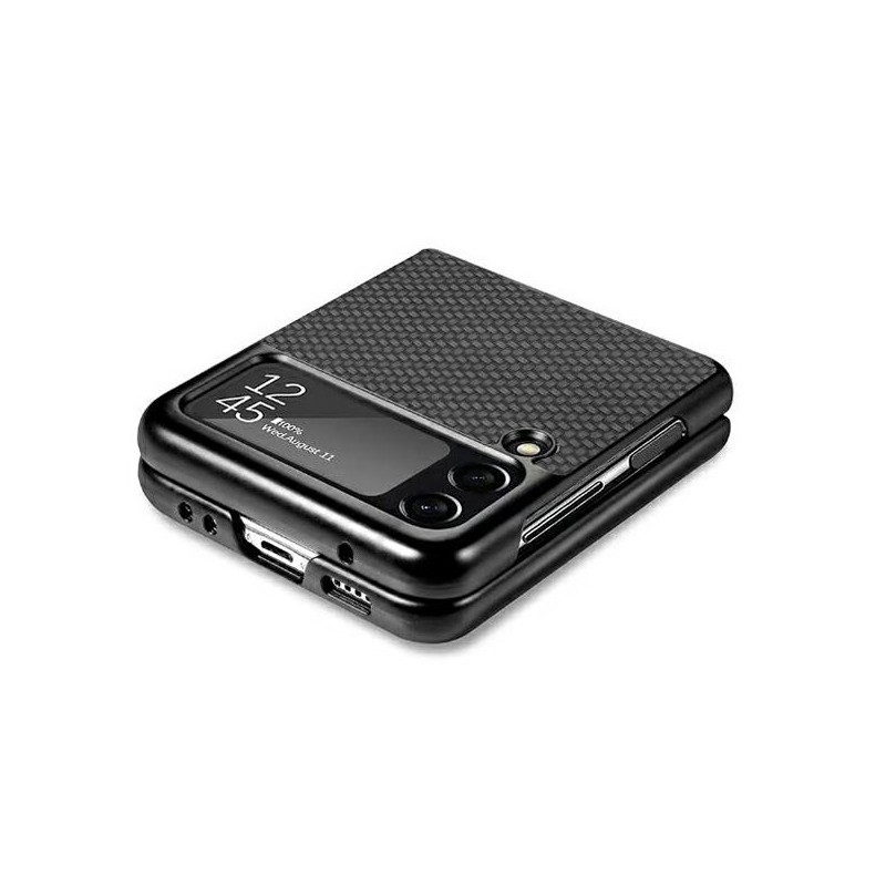 custodia galaxy z flip 6 nero efetto carbonio