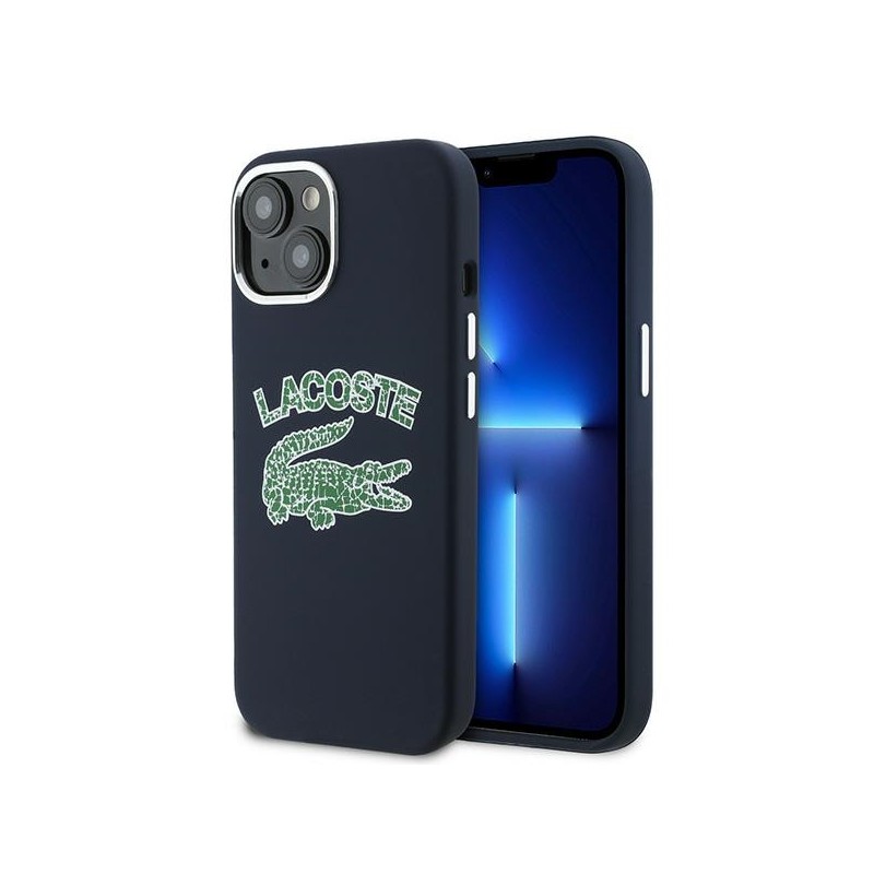 cover lacoste iphone 15/14/13 blu navy magsafe compatibile