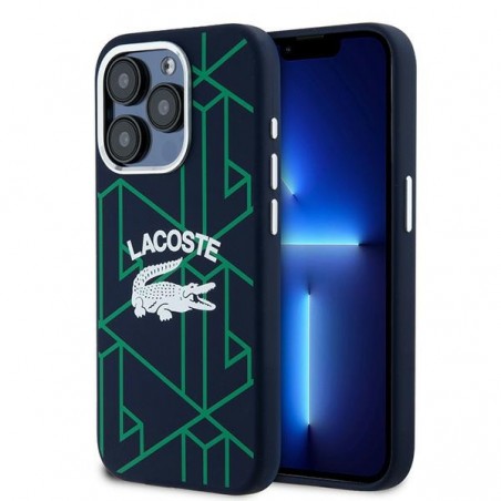 cover lacoste iphone 15 pro blu magsafe compatibile