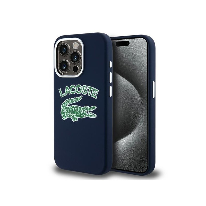 cover lacoste iphone 15 pro blu magsafe compatibile