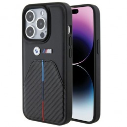 cover bmw iphone 15 pro nera con trama in carbonio