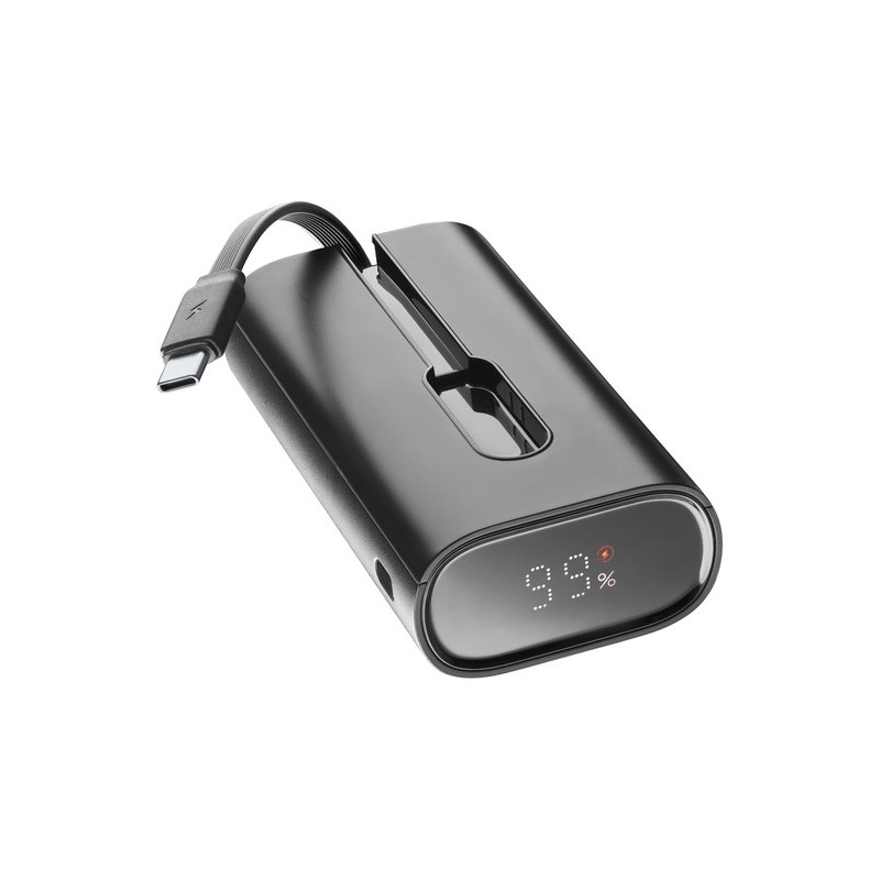 powerbank 10.000 mah usb-c con cavo usb-c incluso e display nera