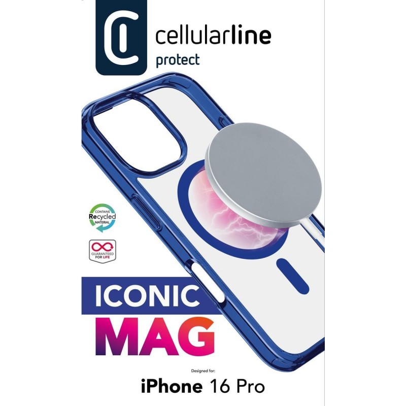 cover iphone 16 pro blu - trasparente magsafe