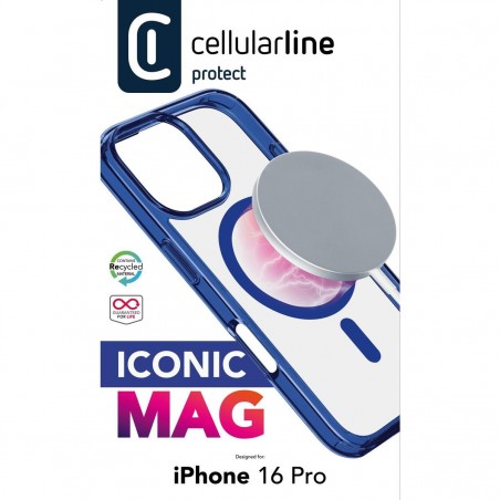 cover iphone 16 pro blu - trasparente magsafe