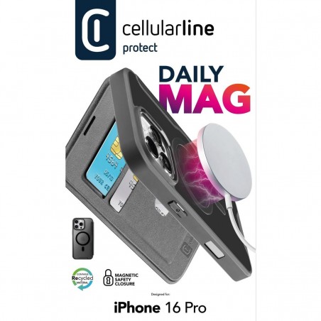 custodia a libro iphone 16 pro nera con porta carte di credito magsafe