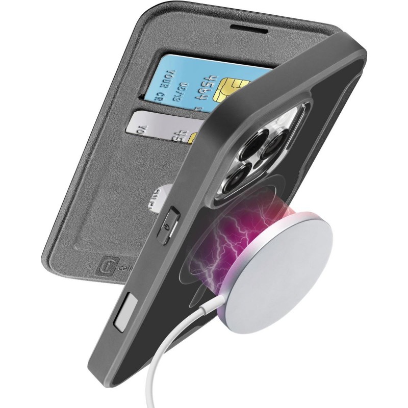 custodia a libro iphone 16 pro nera con porta carte di credito magsafe