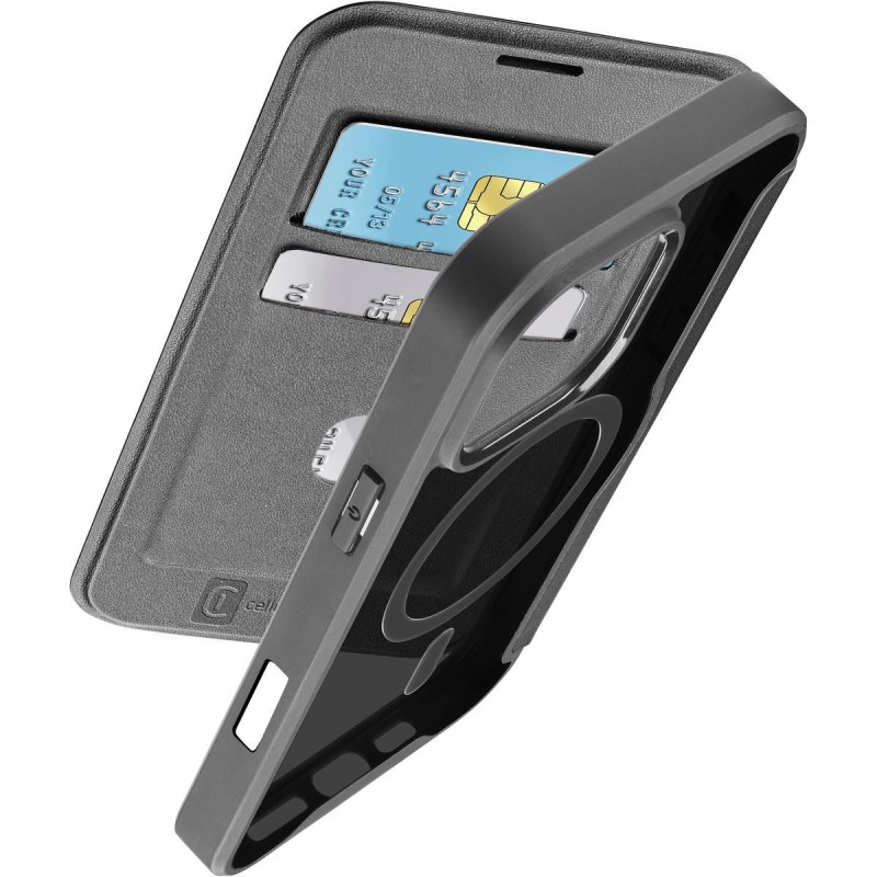 custodia a libro iphone 16 pro nera con porta carte di credito magsafe