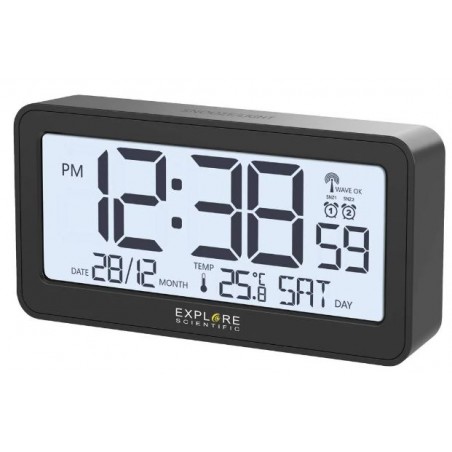 orologio design moderno Display ampio con ora radiocontrollata Doppio allarme e Snooze Temperatura interna