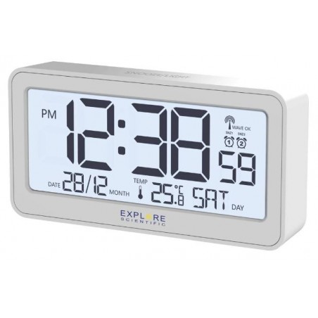 orologio design moderno Display ampio con ora radiocontrollata Doppio allarme e Snooze Temperatura interna