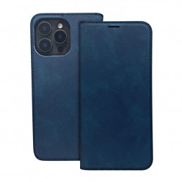 custodia a libro iphone 16 pro con porta carte di credito chiusura magnetica blu