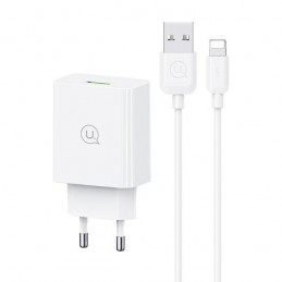 caricabatterie usb 18W con cavo lightning  bianco