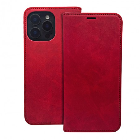 custodia a libro iphone 16 plus con porta carte di credito chiusura magnetica rossa