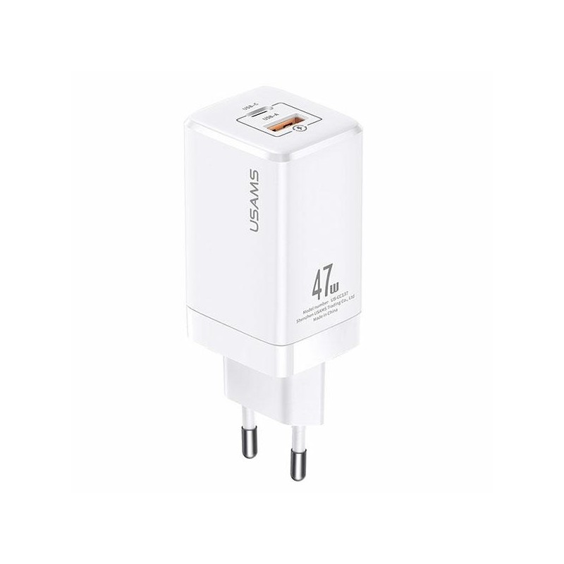caricabatterie usb + usb-c 47w gan bianco