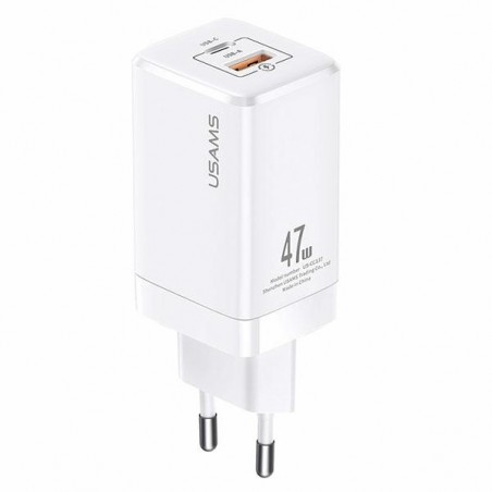 caricabatterie usb + usb-c 47w gan bianco