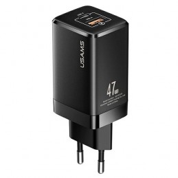 caricabatterie usb + usb-c 47w gan nero