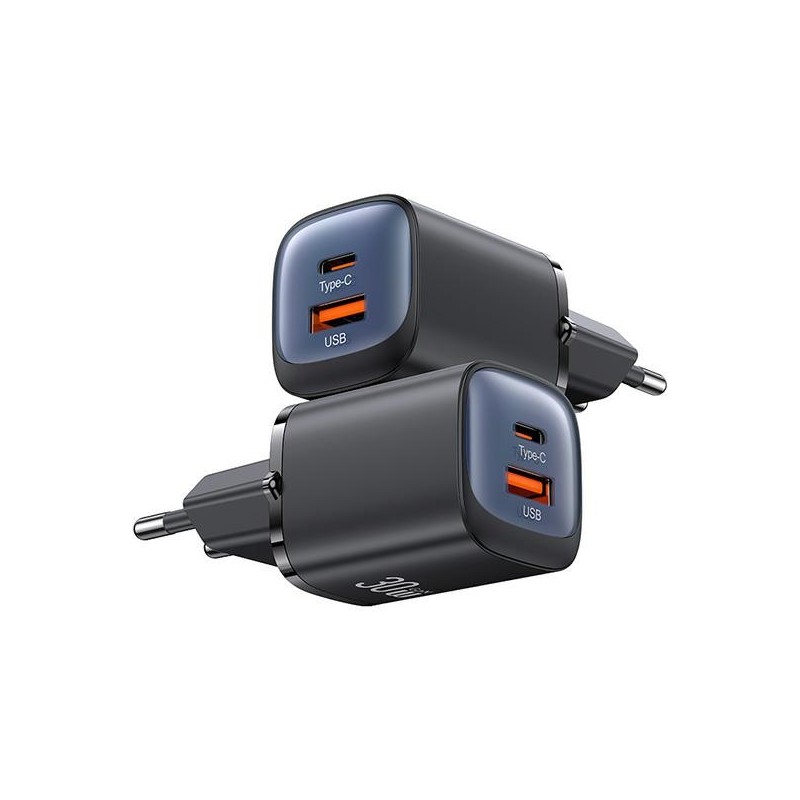 caricabatterie usb + usbc 30W gan nero-blu