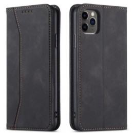 custodia a libro iphone 16 con porta carte di credito chiusura magnetica nera