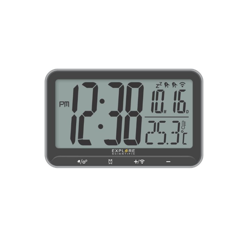 Orologio radiocontrollato con doppio allarme,Controllo con tasti a fioramento.Visualizzazione della temperatura interna