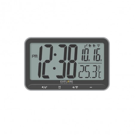 Orologio radiocontrollato con doppio allarme,Controllo con tasti a fioramento.Visualizzazione della temperatura interna