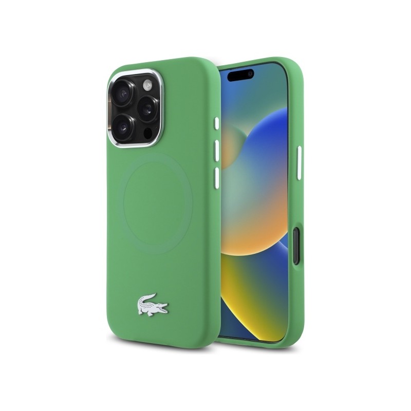 cover lacoste iphone 16 pro verde magsafe compatibile