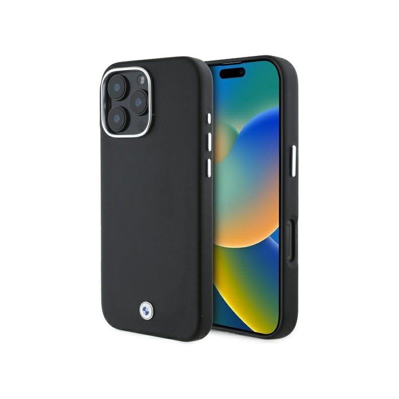 cover bmw iphone 16 pro max siliconone  nera compatibile magsafe