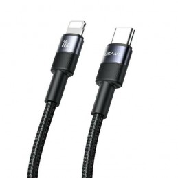 espositore usams completo di 30 cavi antistrappo 15 usb-c / usb-c + 15 cavi usb-c / lighting da 100cm nero in box cilindrico