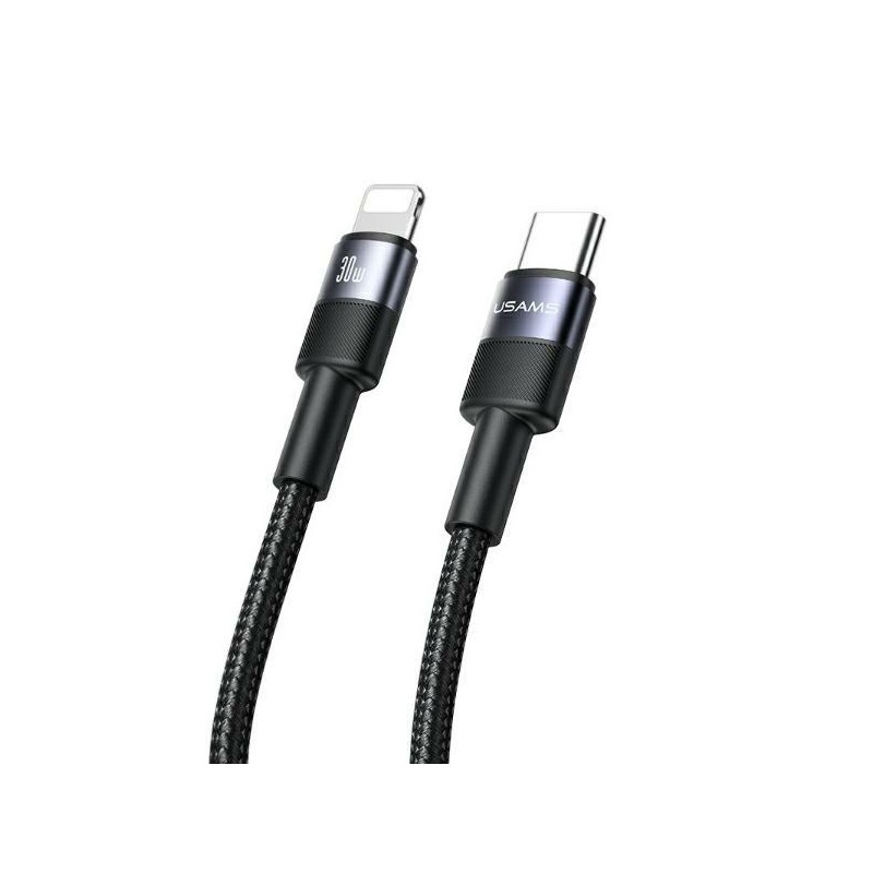 espositore usams completo di 30 cavi antistrappo 15 usb-c / usb-c + 15 cavi usb-c / lighting da 100cm nero in box cilindrico