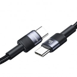 espositore usams completo di 30 cavi antistrappo 15 usb-c / usb-c + 15 cavi usb-c / lighting da 100cm nero in box cilindrico