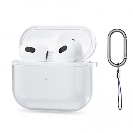 cover per airpods 3 trasparente con moschettone