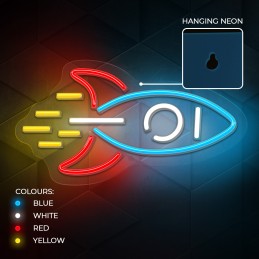 led wall neon missile multicolor connettore usb con regolatore di intensita' dimensioni 230x20x420