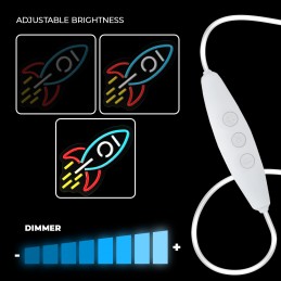 led wall neon missile multicolor connettore usb con regolatore di intensita' dimensioni 230x20x420