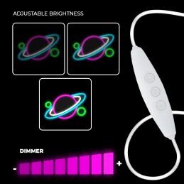 led wall neon saturn multicolor connettore usb con regolatore di intensita' dimensioni 400x16x275