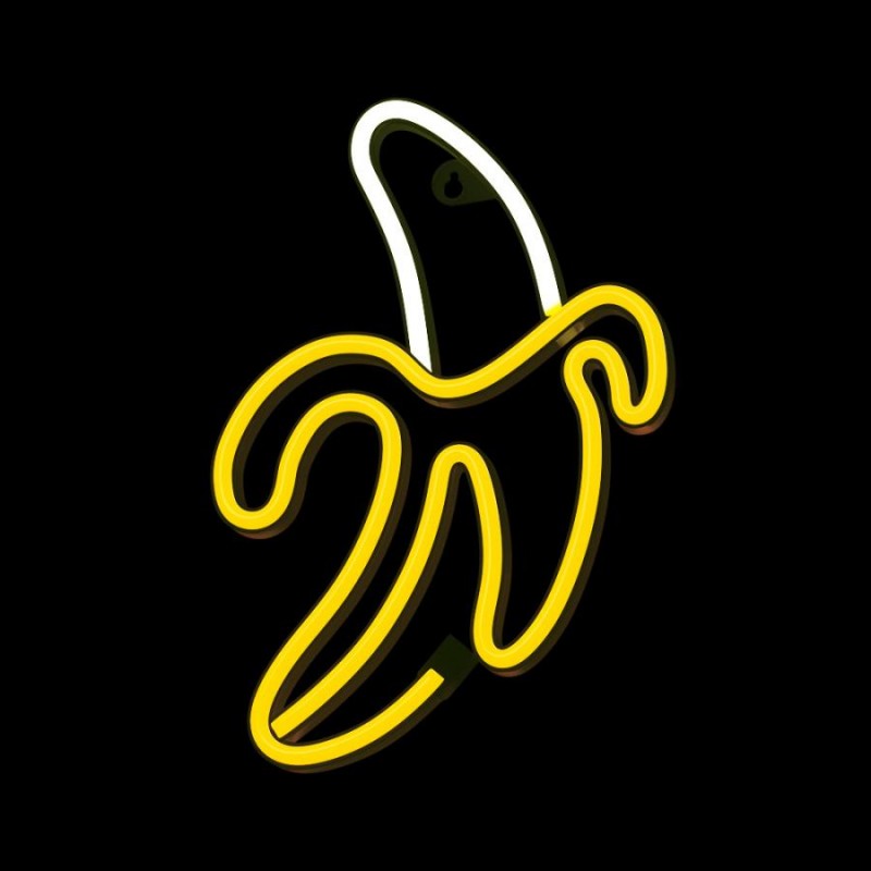 led wall neon banana colore giallo e bianco caldo connettore usb dimensioni 196 x 20 x 285