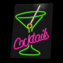 led wall neon coctails multicolor connettore usb con regolatore di intensita\' dimensioni 222 x 18 x 420