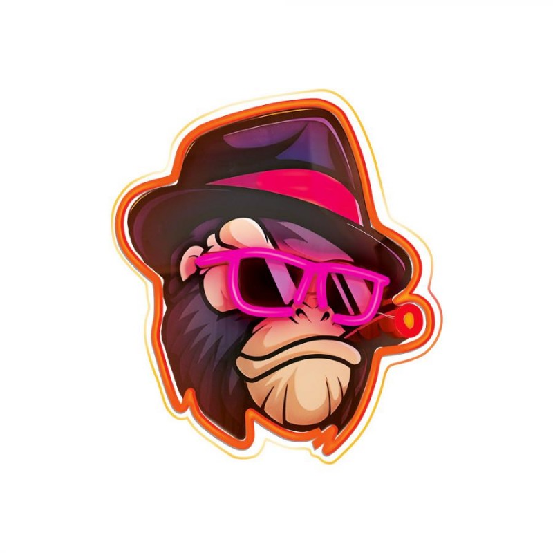 led wall neon monkey multicolor connettore usb con regolatore di intensita\' dimensioni 580 x 18 x 250