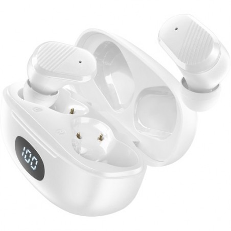 auricolare vivavoce bluetooth doppio  con base di ricarica bianco in ear con lcd