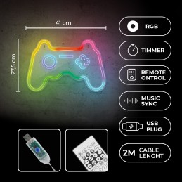 led wall neon joystick multicolor connettore usb con regolatore di intensita' dimensioni 410 x 16 x 275