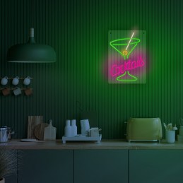 led wall neon coctails multicolor connettore usb con regolatore di intensita' dimensioni 222 x 18 x 420