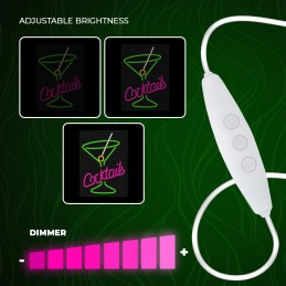 led wall neon coctails multicolor connettore usb con regolatore di intensita' dimensioni 222 x 18 x 420