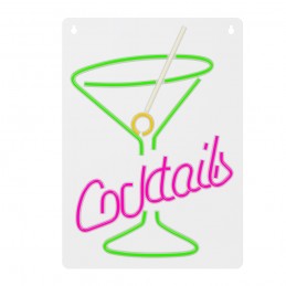 led wall neon coctails multicolor connettore usb con regolatore di intensita' dimensioni 222 x 18 x 420