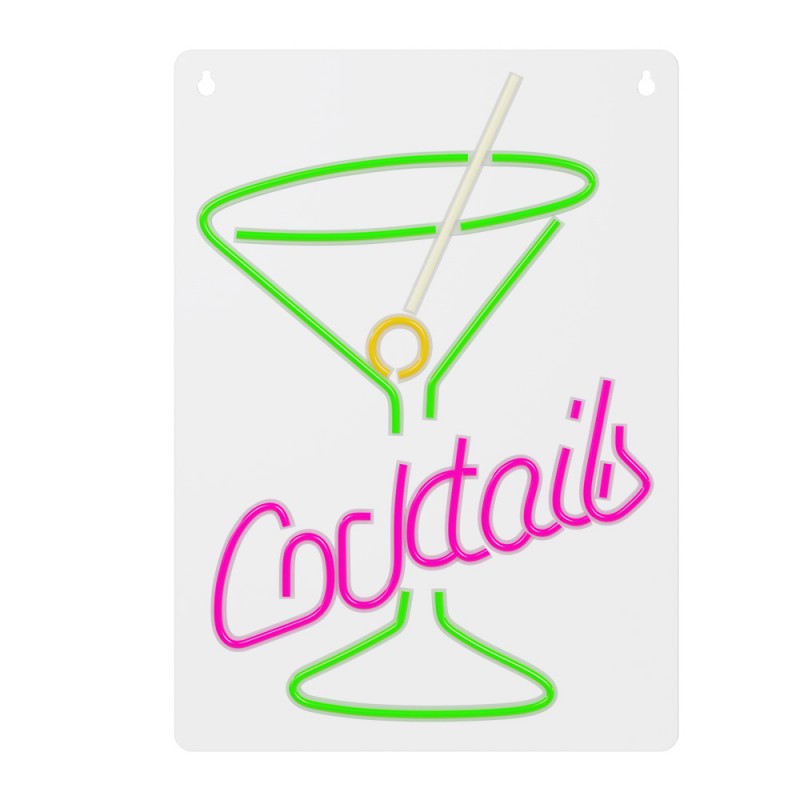 led wall neon coctails multicolor connettore usb con regolatore di intensita' dimensioni 222 x 18 x 420
