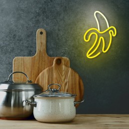 led wall neon banana colore giallo e bianco caldo connettore usb dimensioni 196 x 20 x 285